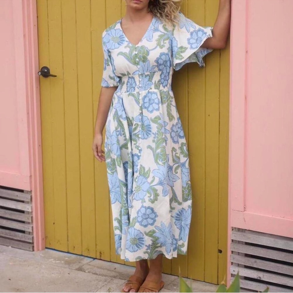 Talisman Ibiza The Label Harlow Smocked Waist Maxi Dress